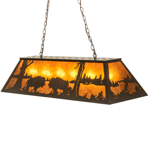 48" Long Battling Buffalo Oblong Pendant