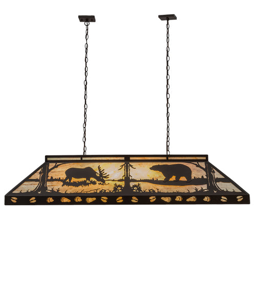 61"L Moose & Black Bear Oblong Pendant