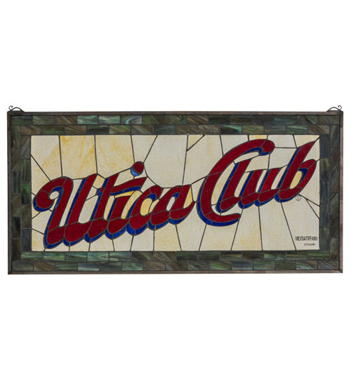 35"W X 17"H Utica Club Stained Glass Window