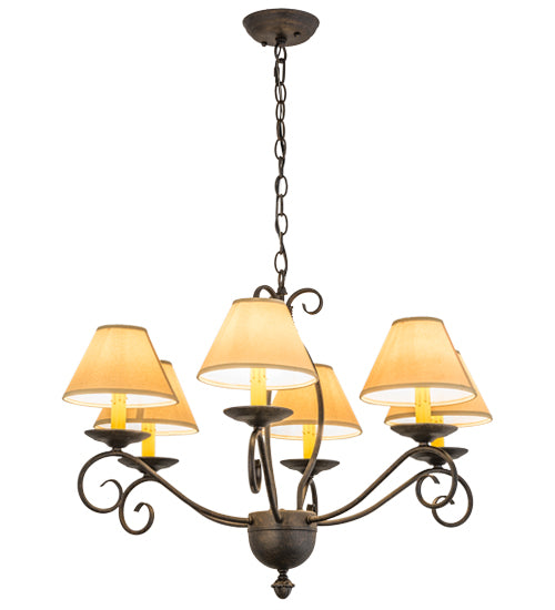 30"W Sienna 6 Lt Chandelier