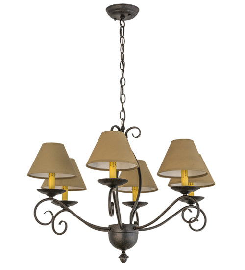 30"W Sienna 6 Lt Chandelier