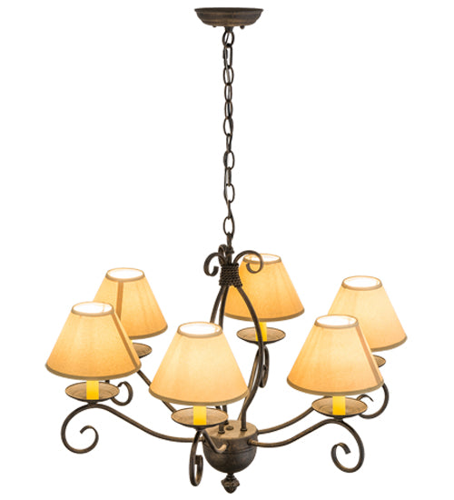 30"W Sienna 6 Lt Chandelier