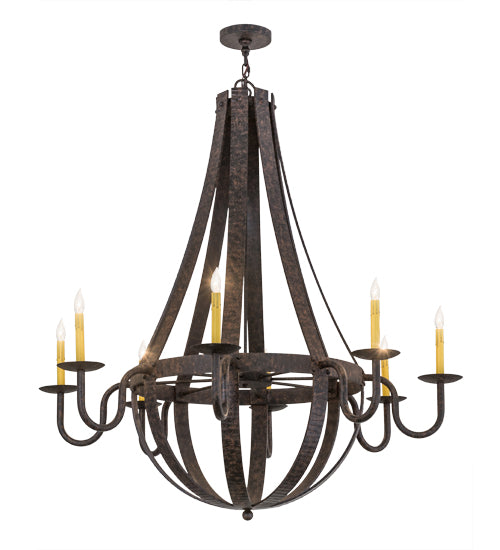 48"W Barrel Stave Metallo 8 Lt Chandelier