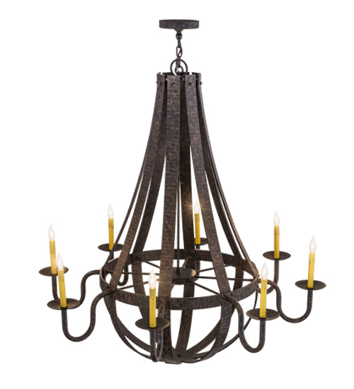 48"W Barrel Stave Metallo 8 Lt Chandelier