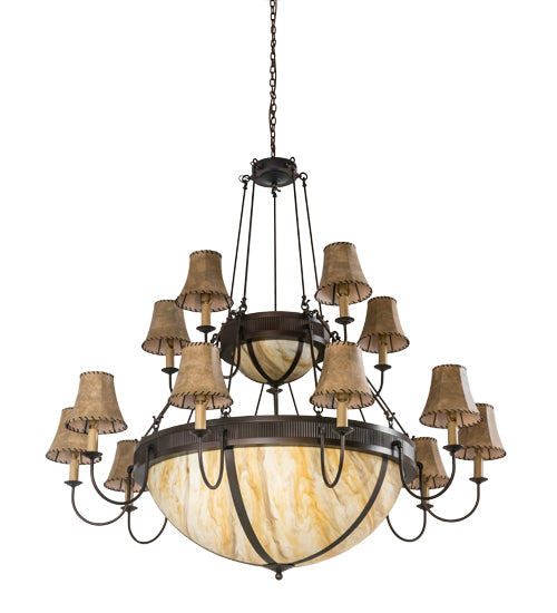 74" Wide Commerce Sportsman 15 Light Two Tier Chandelier