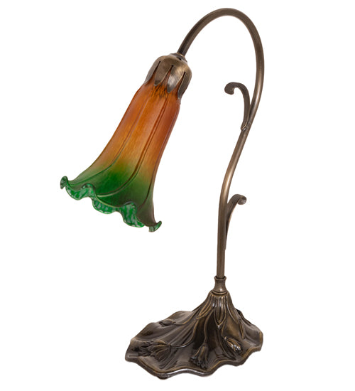 15" High Amber/Green Tiffany Pond Lily Accent Lamp