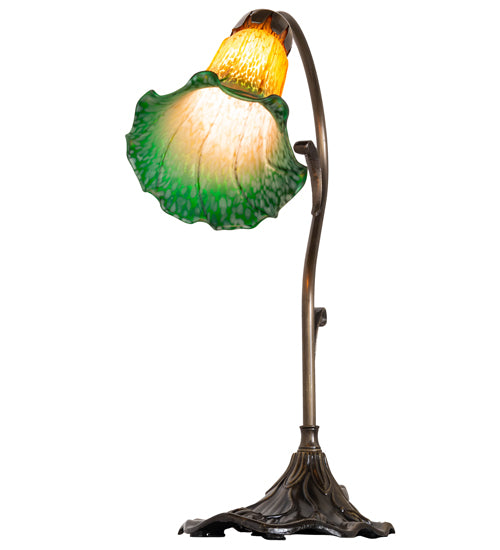 15" High Amber/Green Tiffany Pond Lily Accent Lamp