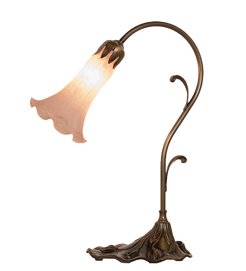 15" High Pink Tiffany Pond Lily Accent Lamp