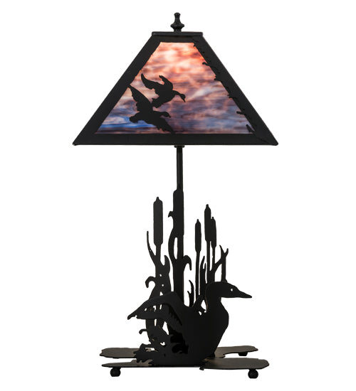 21" High Ducks In Flight W/Lighted Base Table Lamp