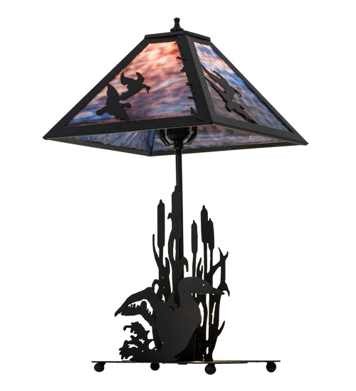 21" High Ducks In Flight W/Lighted Base Table Lamp