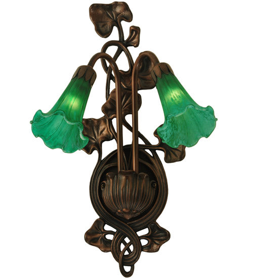 11"W Green Pond Lily 2 Lt Wall Sconce