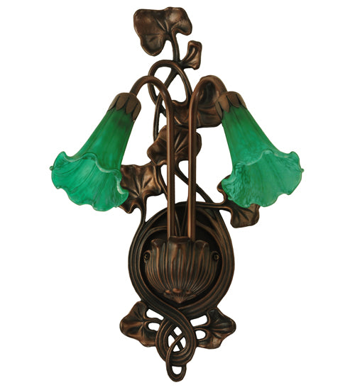 11"W Green Pond Lily 2 Lt Wall Sconce