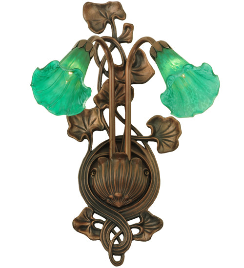 11"W Green Pond Lily 2 Lt Wall Sconce