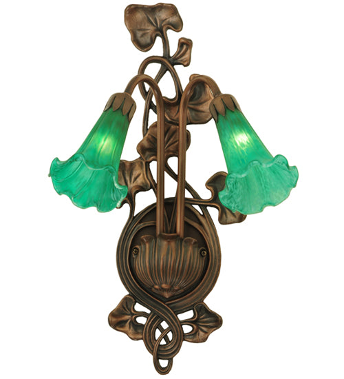 11"W Green Pond Lily 2 Lt Wall Sconce