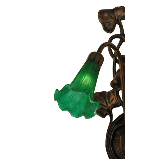 11"W Green Pond Lily 2 Lt Wall Sconce