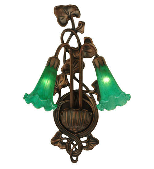 11"W Green Pond Lily 2 Lt Wall Sconce