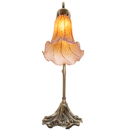 15" High Amber/Purple Tiffany Pond Lily Accent Lamp