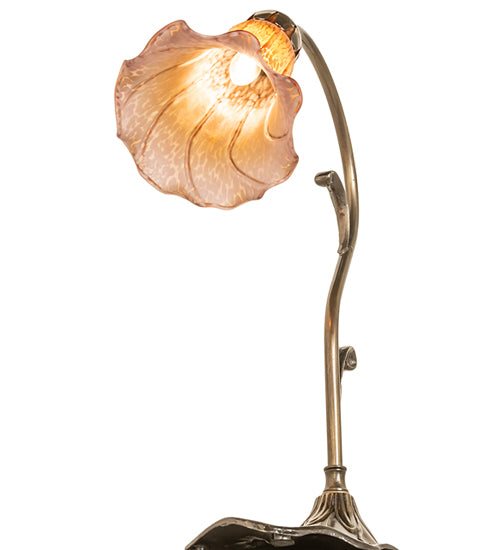 15" High Amber/Purple Tiffany Pond Lily Accent Lamp