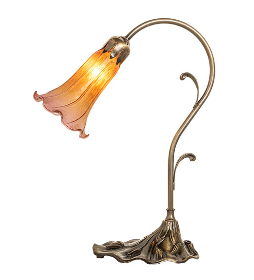 15" High Amber/Purple Tiffany Pond Lily Accent Lamp