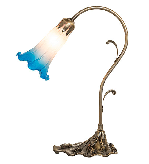 15" High Pink/Blue Tiffany Pond Lily Accent Lamp