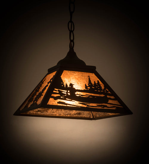 12"Sq Canoe Tall Pines Pendant