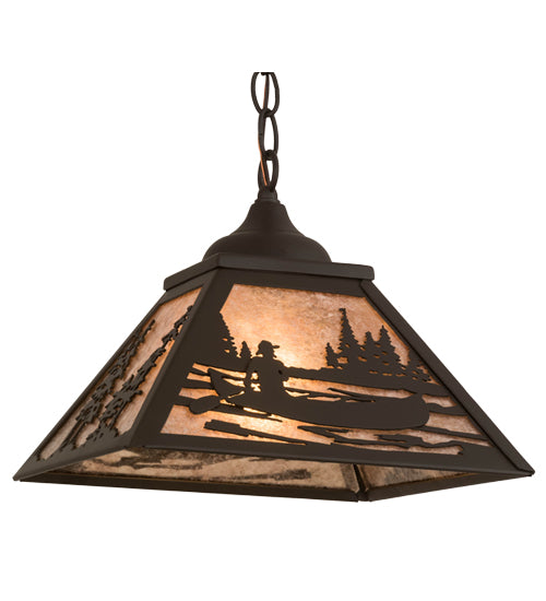 12"Sq Canoe Tall Pines Pendant