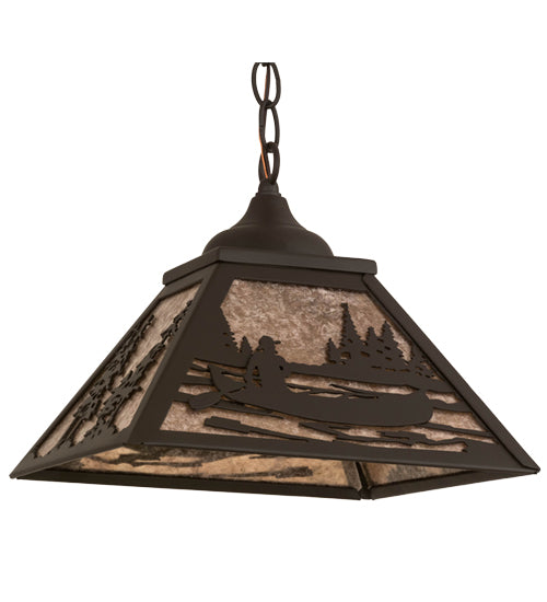 12"Sq Canoe Tall Pines Pendant