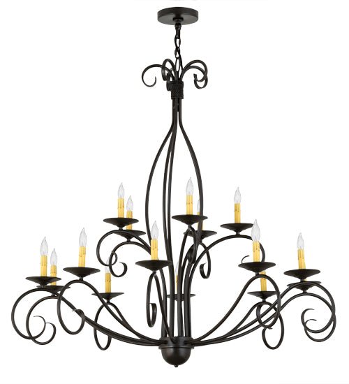 48"W Sienna 15 Lt Two Tier Chandelier