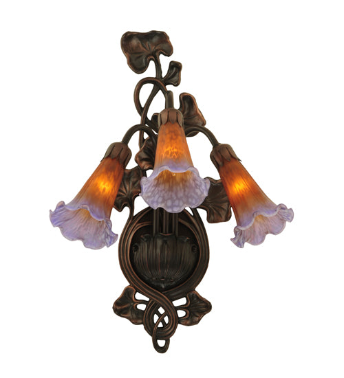 10.5"W Amber/Purple Pond Lily 3 Lt Wall Sconce