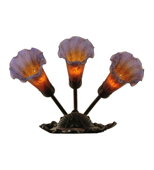 10.5"W Amber/Purple Pond Lily 3 Lt Wall Sconce