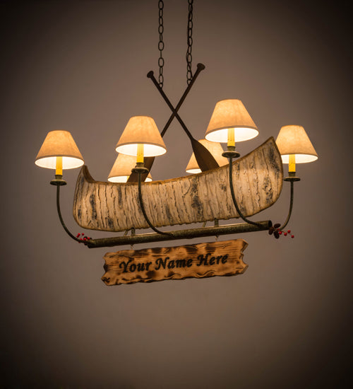 36"L Personalized Canoe 6 Lt Chandelier