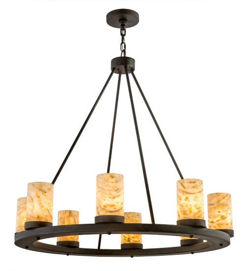 36"W Loxley Jadestone 8 Lt Chandelier