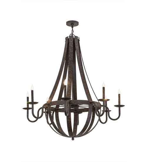 48"W Barrel Stave Metallo 8 Lt Chandelier