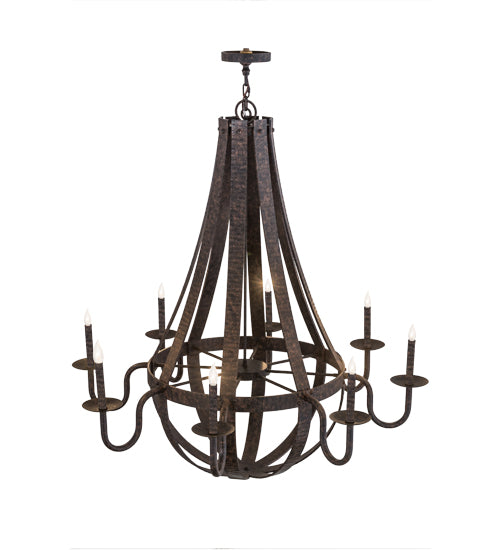 48"W Barrel Stave Metallo 8 Lt Chandelier