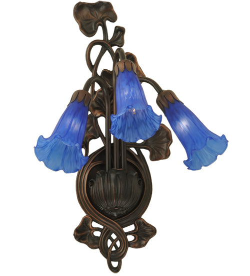 10.5"W Blue Pond Lily 3 Lt Wall Sconce