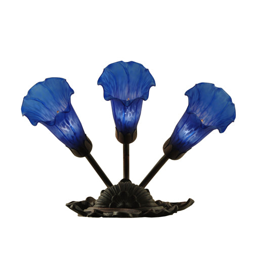 10.5"W Blue Pond Lily 3 Lt Wall Sconce