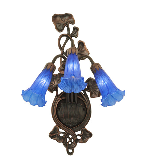 10.5"W Blue Pond Lily 3 Lt Wall Sconce