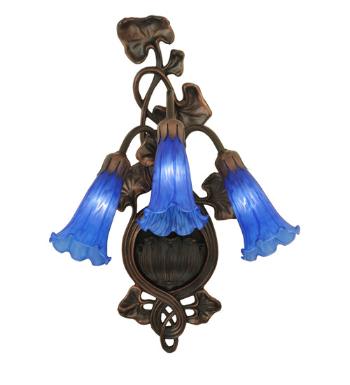 10.5"W Blue Pond Lily 3 Lt Wall Sconce