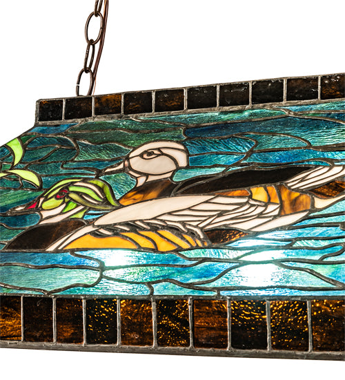 39" Long Wood Ducks Oblong Pendant