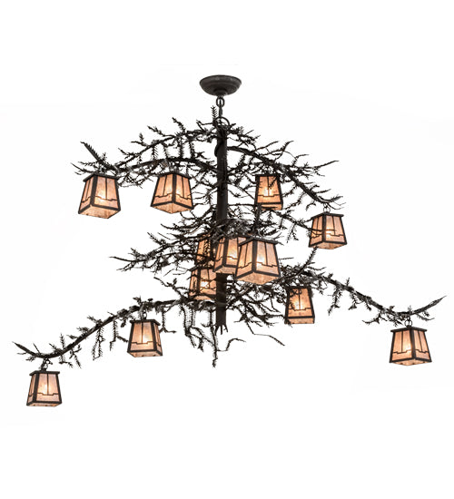 48"W Pine Branch Valley View 12 Lt Chandelier