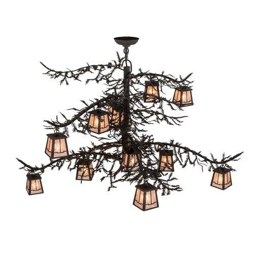 48"W Pine Branch Valley View 12 Lt Chandelier