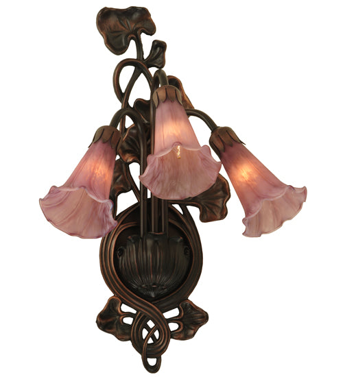 10.5"W Lavender Pond Lily 3 Lt Wall Sconce