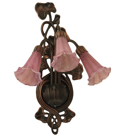 10.5"W Lavender Pond Lily 3 Lt Wall Sconce