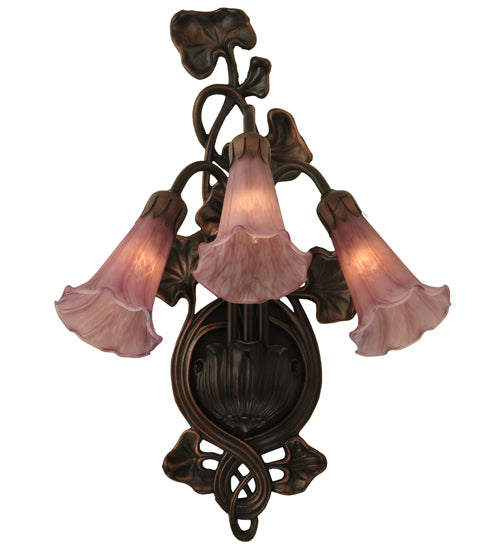 10.5"W Lavender Pond Lily 3 Lt Wall Sconce