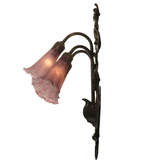 10.5"W Lavender Pond Lily 3 Lt Wall Sconce