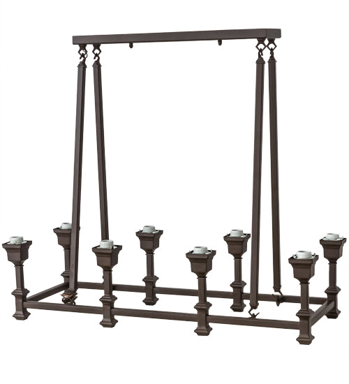 36"L Cafe Noir 8 Lt Oblong Chandelier Hardware