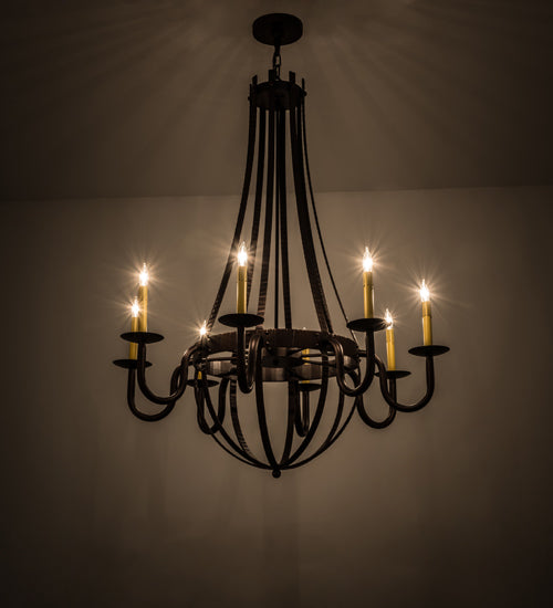 38"W Barrel Stave Metallo 8 Lt Chandelier