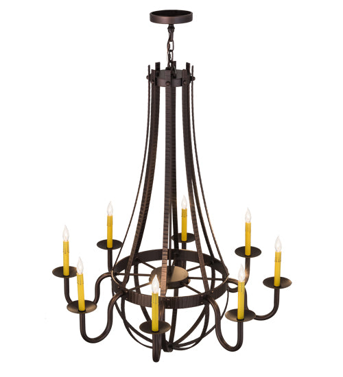 38"W Barrel Stave Metallo 8 Lt Chandelier