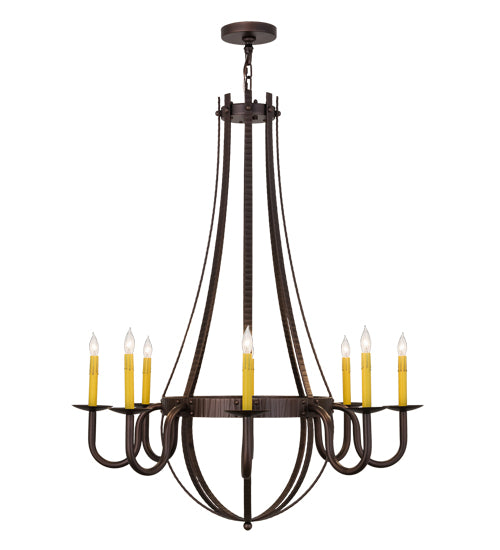 38"W Barrel Stave Metallo 8 Lt Chandelier