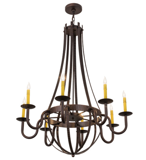 38"W Barrel Stave Metallo 8 Lt Chandelier